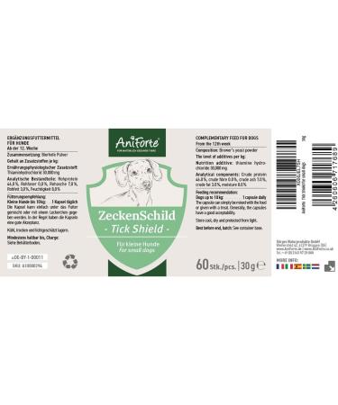 Aniforte Tick Sign for Small Dogs up to 10kg - 60 Capsules for Natural Tick Protection | Effective for Junior Adult & Senior Dogs - Buy Online on SooperMarket.com