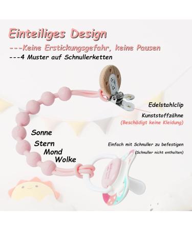 Silicone Pacifier Chain 2-Pack | Durable Soft & Flexible | Keeps Pacifiers Clean | Perfect for Boys & Girls - 2 Pink - Buy Online on SooperMarket.com