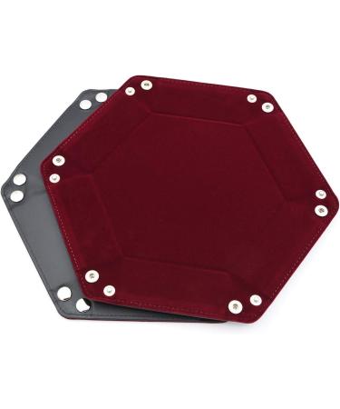 Folding Hexagon Dice Tray with Red Velvet Rolling Surface - Perfect for DND Dice Games and Storage - Buy Online on SooperMarket.com