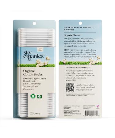 Sky Organics Bio Cotton Buds - 100% Pure GOTS-Certified Organic for Sensitive Skin | 375 Count Beauty & Body Care - Buy Online on SooperMarket.com