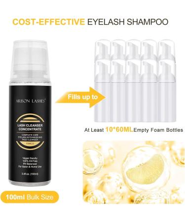 Lash Cleansing Concentrate 100ml Professional Eyelash Extension Shampoo - Natural Foaming Cleanser for Extensions, Salon Home Care - Pomelo Scent - Buy Online on SooperMarket.com