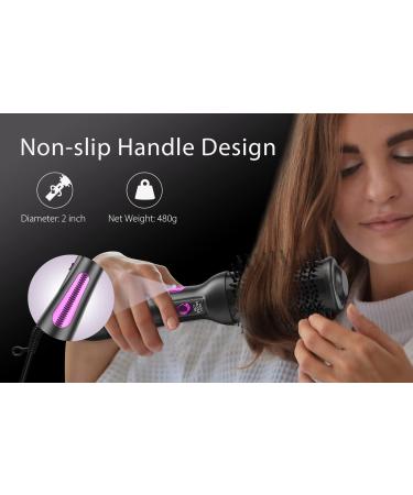 2-in-1 Hot Air Hair Dryer Brush Styler | Ceramic Titanium Barrel | Anti-Frizz | Grey-Purple - Buy Online on SooperMarket.com
