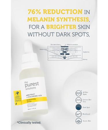 Purest Solutions Brightening Serum - Vegan Arbutin 2% & Hyaluronic Acid for Even Skin Tone | Eco-Friendly Cruelty-Free | 1 fl. oz - Buy Online on SooperMarket.com