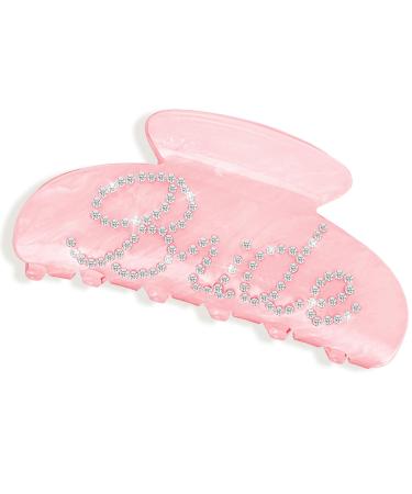 Gjinxi Bride Claw Hair Clip Pink Acrylic Hair Clip with Rhinestone Bride Logo Bride Bridesmaid Gift for Wedding Banana Barrettes Hair Decorations for Bachelorette Party Decorations Bridal Shower