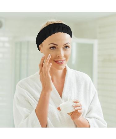 WLLHYF Spa Headband and Wrist Washband Set - Microfiber Shower Head Wraps for Women and Girls - Adjustable and Prevents Liquid Spills - Black - Buy Online on SooperMarket.com