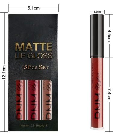 3Pcs Matte Lip Gloss Set Matte Liquid Lipstick Set Lip Stain Long-Lasting Waterproof Lipgloss Makeup Gift Lipsticks Set Vibrant Lips Set (#04) - Buy Online on SooperMarket.com