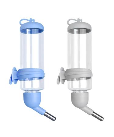 Bncxdc Hamster Water Bottle Rabbit Water Bottles 2PCS 250ML/8.45OZ Free Standing Small Animal Water Bottle No Drip Plastic Hanging Water Bottle Automatic Water Bottle Dispenser (Blue Gray)