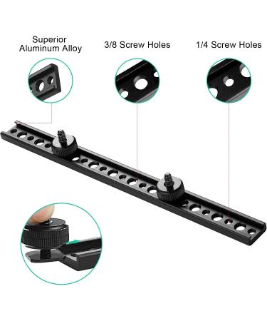 Aluminum Cold Shoe Extension Bar for Dual Camera Flash Mount - 1/4 & 3/8 Screw Tripod Bracket, Adjustable and Sturdy - Ideal for LED Video Light and Flash Photography - Buy Online on SooperMarket.com