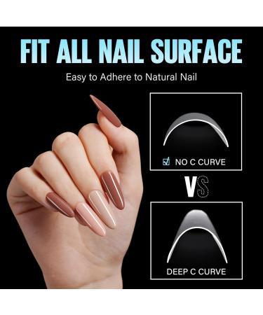 TOMICCA Long Oval French Edge Nail Tips - 240pcs Clear Matte False Nails for Acrylic Extensions | Half Cover Artificial Nails in 15 Sizes - Salon Quality - Buy Online on SooperMarket.com