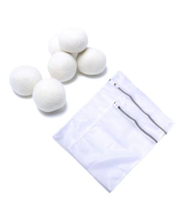 Hoappa 6Pcs 2.4 inches Wool Dryer Balls and 2 Pack Mesh Laundry Bags in 2 Sizes ( 12 x 16 inches 16 x 20 inches )