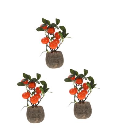 3pcs Simulated Kumquat Decor Indoor Plants Artificial Plants Greenery Desktop Adornments Faux Plant Household Fake Bonsai Potted Plants Fake Bonsai Ornaments Fake Fruit Tree Office As Shownx3pcs 9.5x9.5x26.5cmx3pcs