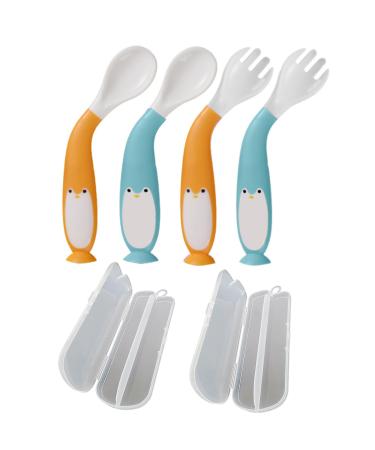 4PCs curved spoon baby lifine spoon bent children baby cutlery set with boxing baby toddler for baby toddler self -feeding curved spoon baby