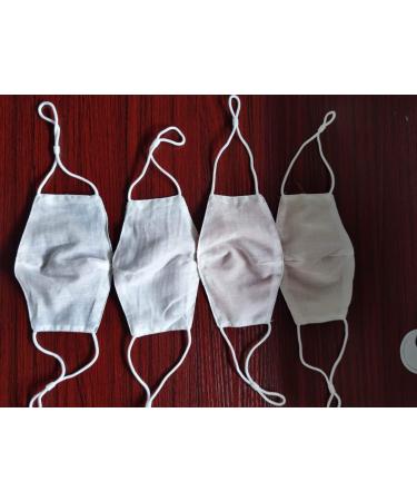 4 Packs Women Girls Silk Face_Mask_Protect_Cover Solid Adults Filters Washable Reusable Cotton Fabric Adjustable Earloops Outdoors Sports Anti-dust Household Cleaning - Buy Online on SooperMarket.com