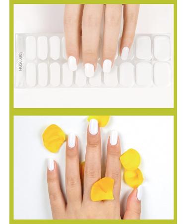 Kalolary 20PCS White Semi Cured Gel Nail Polish Strips - Waterproof Adhesive Full Wrap Stickers with Nail File - UV/LED Lamp Required - Buy Online on SooperMarket.com