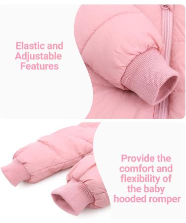 Baby Hooded Winter Romper Down Jacket | Kids Snowsuit Coat | Warm Pink Jumpsuit 6-9 Months - Buy Online on SooperMarket.com