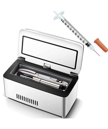 Insulin Cooler Refrigerated Box New Upgrade Temperature Refrigerator Built-Battery Mini Portable Insulin Reefer Storage Keeping Diabetes Drug Cooler About 8-10 Hours 2*Battery