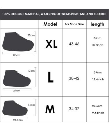 Rehomy Waterproof Shoe Covers | Non-Slip Silicone Rain Overshoes with Zipper | Outdoor Shoe Protector for Kids, Men, Women | Black L (EU 38-42) - Buy Online on SooperMarket.com
