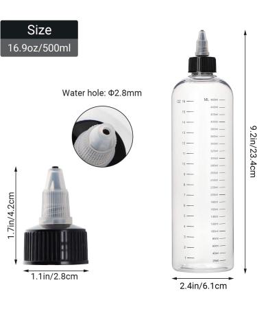 Segbeauty 16.9oz Measured Hair Dye Bottles with Twist-On Tip Cap - 2pcs 500ml Refillable Applicator Bottles for Hair Color Dyeing - Buy Online on SooperMarket.com