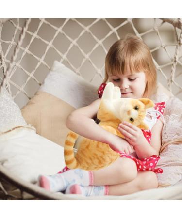 Hpory Cat Soft Toy Simulation Cat Plushie Cute Plush Cat Doll Realistic Cat Soft Plush Faux Plush Kitten Toy Pet Animal Photography Prop Room Home Decoration Companion Pets Toy Gift for Kids Orange Cat - 30cm - Buy Online on SooperMarket.com
