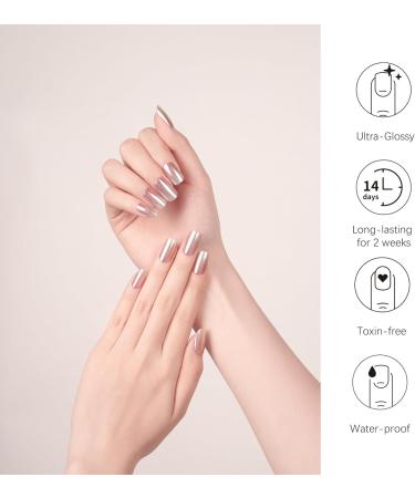 Danni & Toni Blushing Reflection Gel Nail Stickers - Salon-Quality Self-Adhesive Strips for Manicure - Metallic Pink Gradient Design - 28 Semi Cured Nail Wraps - Buy Online on SooperMarket.com