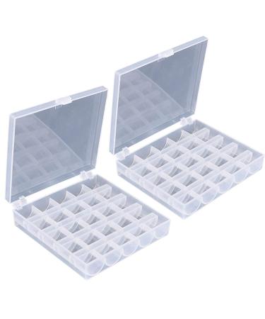 AKIRO 25 Slots Empty Bobbins Spools Box Sewing Craft Plastic Case Storage Box for Sewing Machine 2 Pack