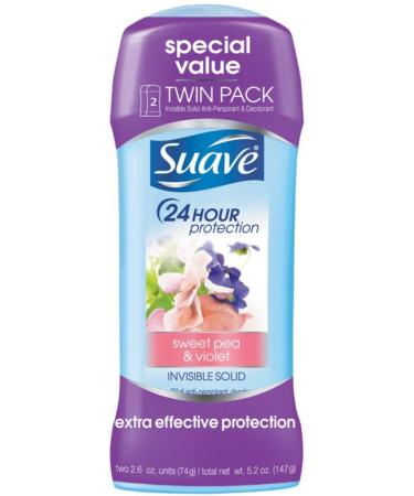 Suave Naturals Anti-Perspirant Deodorant Invisible Solid Sweet Pea & Violet 2.6 oz 4 pack
