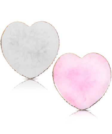 WLLHYF Resin Nail Art Palette  2 Pieces Nail Mixing Palette Nail Art Painting Mixed Color Palettes Cosmetic Mixing Tools Golden Edge Nail Holder Display Board (Heart shaped-2pcs)