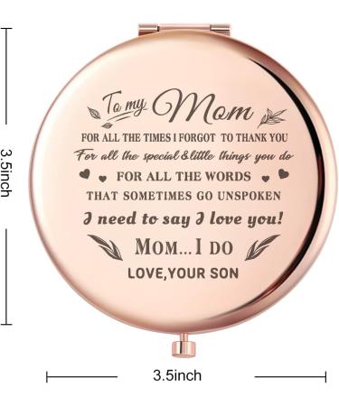 Wailozco 'To My Mom, I Love You' Rose Gold Compact Mirror - Unique & Meaningful Gifts for Mother's Day, Birthday, Christmas from Son - Buy Online on SooperMarket.com
