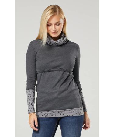 Happy Mama Maternity Nursing Jumper Sweatshirt 348 Graphite Melange/Black Stars [Size 12-14] - Buy Online on SooperMarket.com
