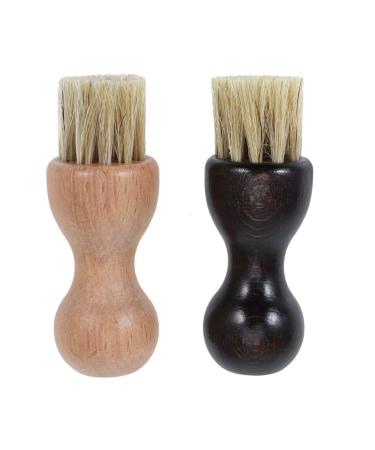 EXCEART Shoe Brush Cream Applicator Wooden Shoe Shine Brushes Polish Paste Jar Dauber Bristles Shaft Slotted for Boots Shoes & Other Leather Care