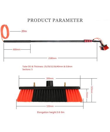 Cleaning Brushes Carbon Fiber Telesrod Washing Set Equipment Telesextension Pole Cleaning for Window Glass Wall Photovoltaic Panel Cleaning Trucks Windows/12Ft/3.6M 55cm Brush Head 9M/30FT - Buy Online on SooperMarket.com