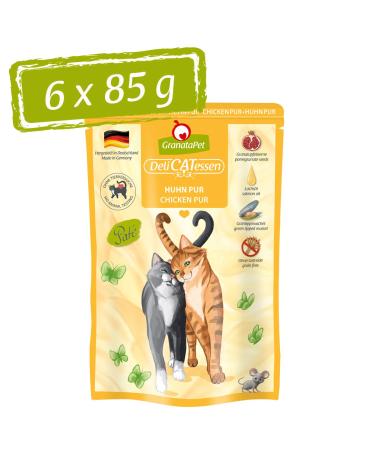 Granapet Delicatessen chicken wet food for cats food without cereals & without sugar additives cat food with high meat content & high -quality oils 6 x 85 g chicken pure 85 g (6 Pack)