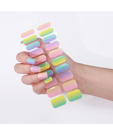 Semi Cured Gel Nail Strips Gel Nail Stickers - 20 Pcs Nail Stickers for Nail Art Soft Self-Adhesive Gel Nail Wraps Easy Apply & Remove for Salon-Quality Manicure Kit (UV/LED Lamp Required) (BSS-0364)