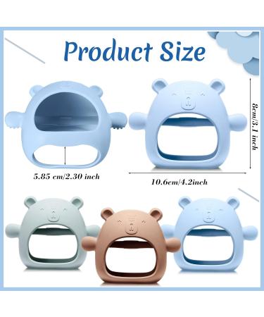 3 Pack Baby Teether Teething Toys for Babies 0-6 Months - Bear Silicone Anti Dropping Hand Teether Pacifiers - Blue Caramel Green - Buy Online on SooperMarket.com