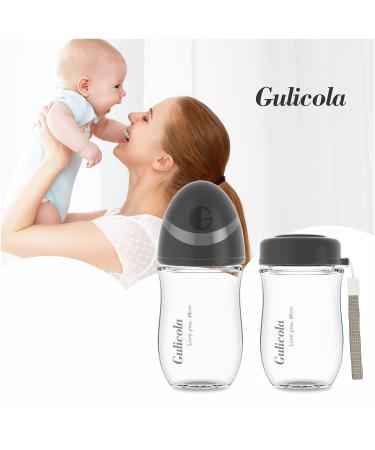 Gulicola Natural Glass Baby Bottle Gift Set - 3 oz & 5 oz, Extra Slow Flow Nipple, 0-3 Months - 4 Pack, Black/White Unisex - Buy Online on SooperMarket.com