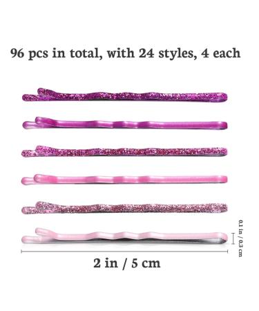 96pcs Glitter Powder Hair Clips: Golden Pink Purple Black Styling Barrettes - Buy Online on SooperMarket.com