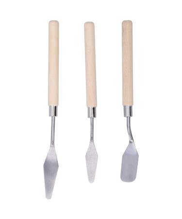 Palette Knife Set, 3Pcs Wooden Handle Oil Painting Scraper Palette Knife Wooden Handle Painting Pallet Knife Set Art Paint Scraper Drawing ToolPalette Knives