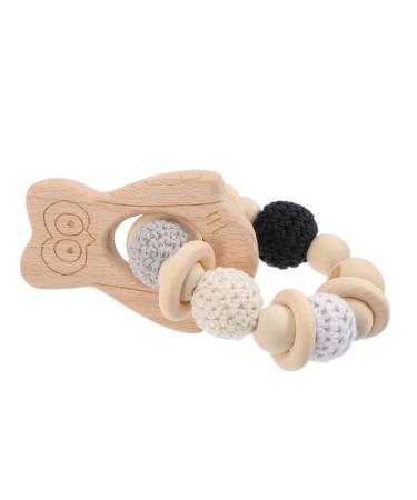 KOMBIUDA Chew Toys Silicone Baby Toys Wooden Teether Maracas Musical Instruments Baby Teethers Wooden Baby Toys 0-6 Months Teethers for Babies 0-6 Months Molar Tuner Beech Baby Animal Toy