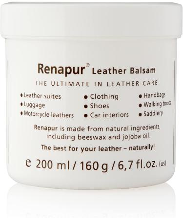 Renapur Leather Balsam 200ml + Applicator Sponge | Natural Conditioner & Restorer for Sofas, Furniture, Shoes, Bags, Car Seats, Saddlery | Protector for Leather - Original - Buy Online on SooperMarket.com
