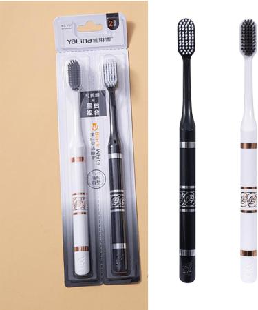 Stylish Couples' Toothbrush Set | Ergonomic Black & White Heart Design | Sustainable & Practical - Buy Online on SooperMarket.com