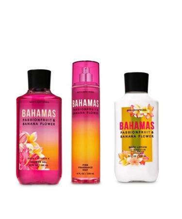 Bath and Body Works - Bahamas Passionfruit & Banana Flower - Daily Trio - Shower Gel, Fine Fragrance Mist & Body Lotion- New 2020