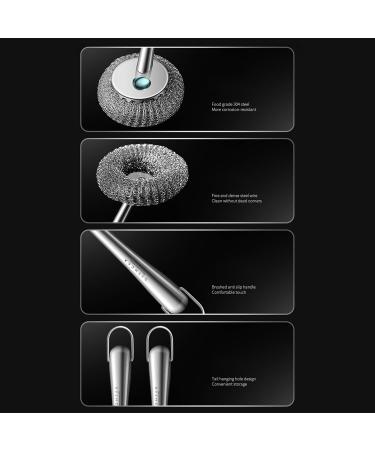 Pot Brush Scrubber Flexible Stainless Steel Pot Scourer with Hanger | Pots Cleaning Supplies for Non-Stick Pans Iron Pots Bowl Dishwashing Sink Puchen - Buy Online on SooperMarket.com
