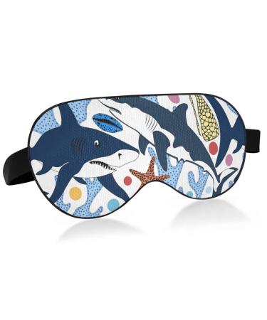 Haskirky Light Blocking Eye Mask Breathable and Adjustable Adult Men and Women Travel on Business Trips Yoga Meditation Light Smooth Comfortable Eye Mask Office Deep Sleep Goodies Sharks & Corals