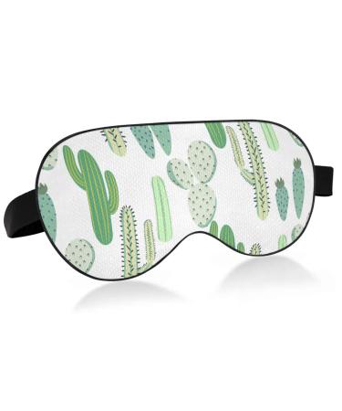 Haskirky Light Blocking Eye Mask Breathable and Adjustable Adult Men and Women Travel on Business Trips Yoga Meditation Light Smooth Comfortable Eye Mask Office Deep Sleep Goodies Cartoon Cacti Des
