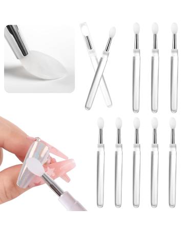 Silicone Nail Powder Applicator Brush 10Pcs Reusable Silicone lip Brush Nail Art Brushes for Manicure Holographic Chrome Mirror Glitter Powder Pigment Lipstick Eyeshadow Makeup White