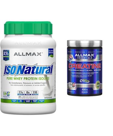 ALLMAX Naturals ISONATURAL Whey Protein Isolate (2 Pound) + ALLMAX Creatine Monohydrate (400g)