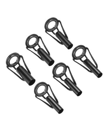 PATIKIL 4.2-5.5mm Fishing Rod Tip Repair Kit 6pcs Stainless Steel Stake Ring Guide Replacement for Saltwater Freshwater Fishing Black