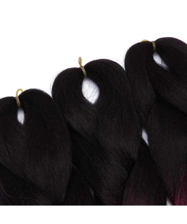 Tess Braids Extensions 60 cm - Jumbo KanCalon Ombre Hair Braids (Black/Pink) | 100g Bundle for Single-Laid Box Braids - Buy Online on SooperMarket.com