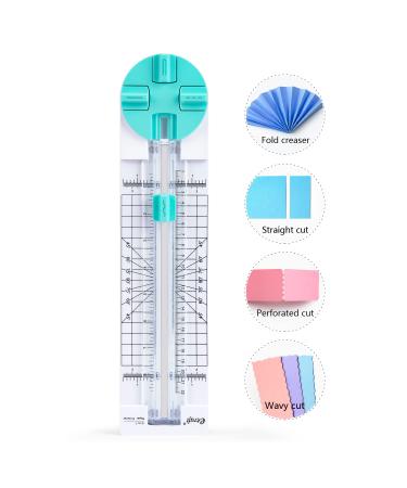 Paper Trimmer Craft Paper Cutter: 4 Style Multi-Function Scrapbooking Tool with Dial Blades of Straight Wave Dotted Perforated Creasing for Cutting Paper Coupons Photos Postcards Scrapbook Card