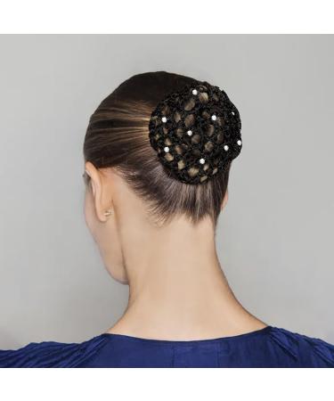 3-Piece Hair Network Crystal Bun Set | Stylish Hairstyles for Ballet Gymnastics & Sports | Black Fabric Bunting for Kids - Buy Online on SooperMarket.com